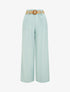 Pantalon fluide uni à taille élastiquée - Vert d&