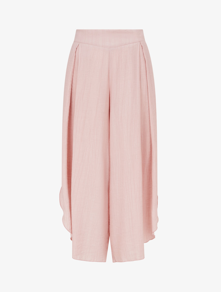 Pantalon texturé style sarouel fendu - Vieux rose - 1