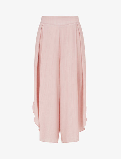 Pantalon texturé style sarouel fendu - Vieux rose - 1
