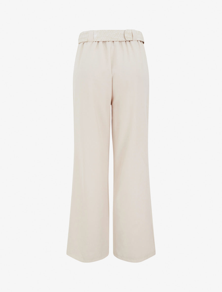 Pantalon uni élastiqué - Beige - 2