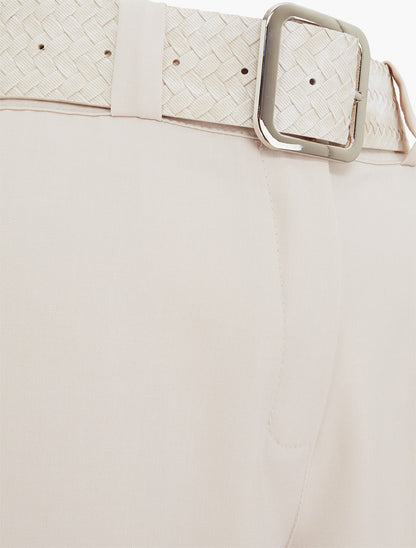 Pantalon uni élastiqué - Beige - 3