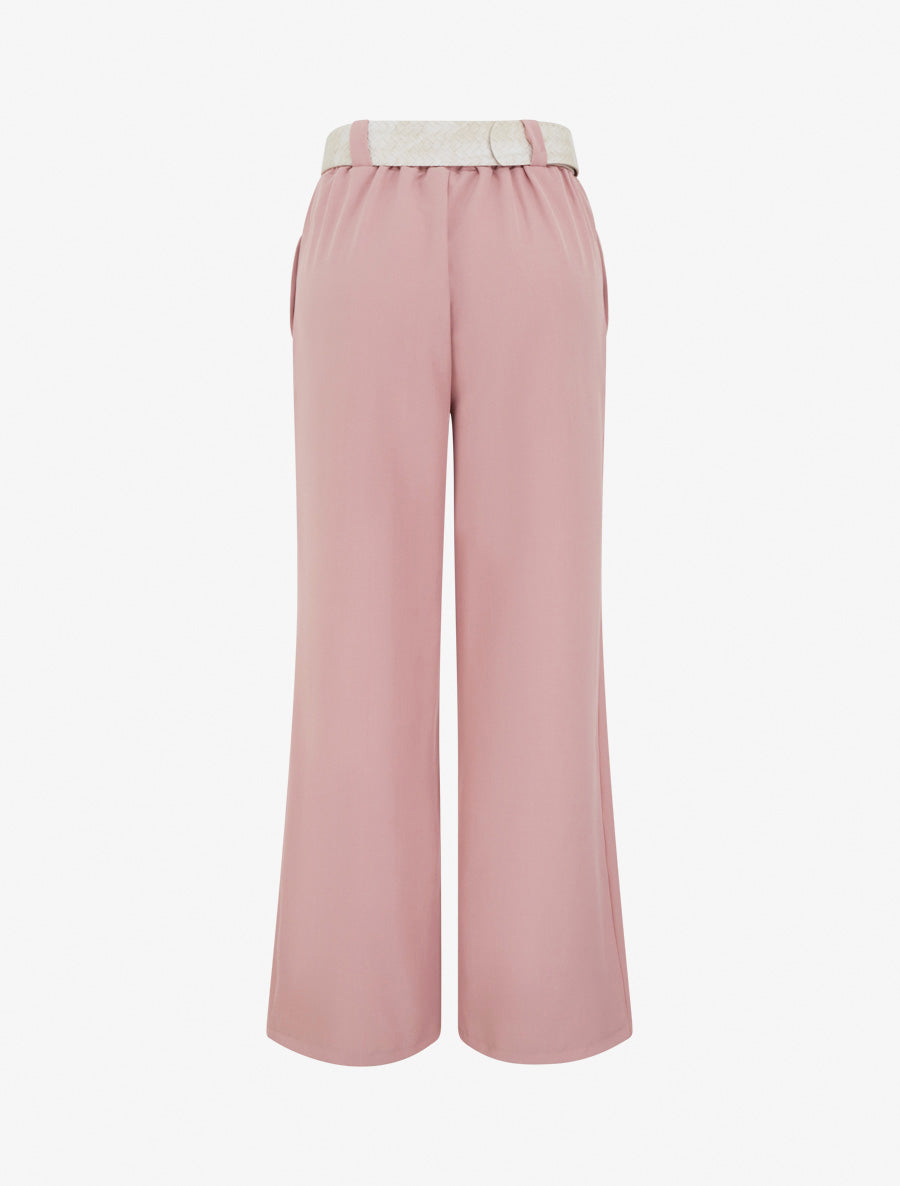 Pantalon uni élastiqué - Rose - 2