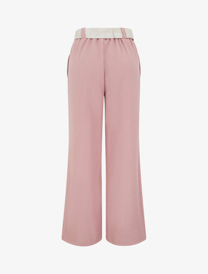 Pantalon uni élastiqué - Rose - 2