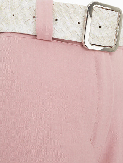 Pantalon uni élastiqué - Rose - 3