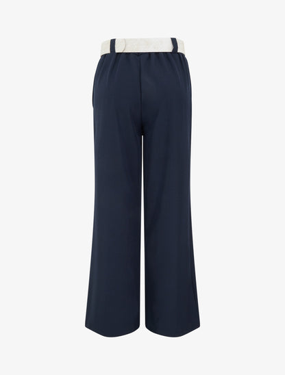 Pantalon uni élastiqué - Marine - 2