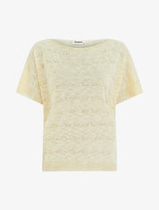 Top uni en maille ajourée à manches courtes - Jaune citron - 1