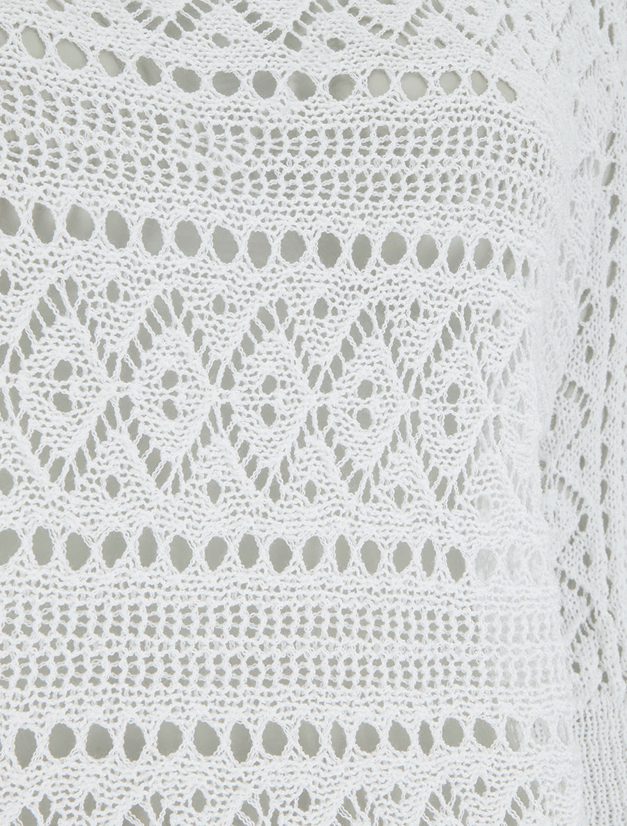 Top uni en maille ajourée - Blanc - 3