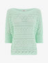 Top uni en maille ajourée - Vert d&