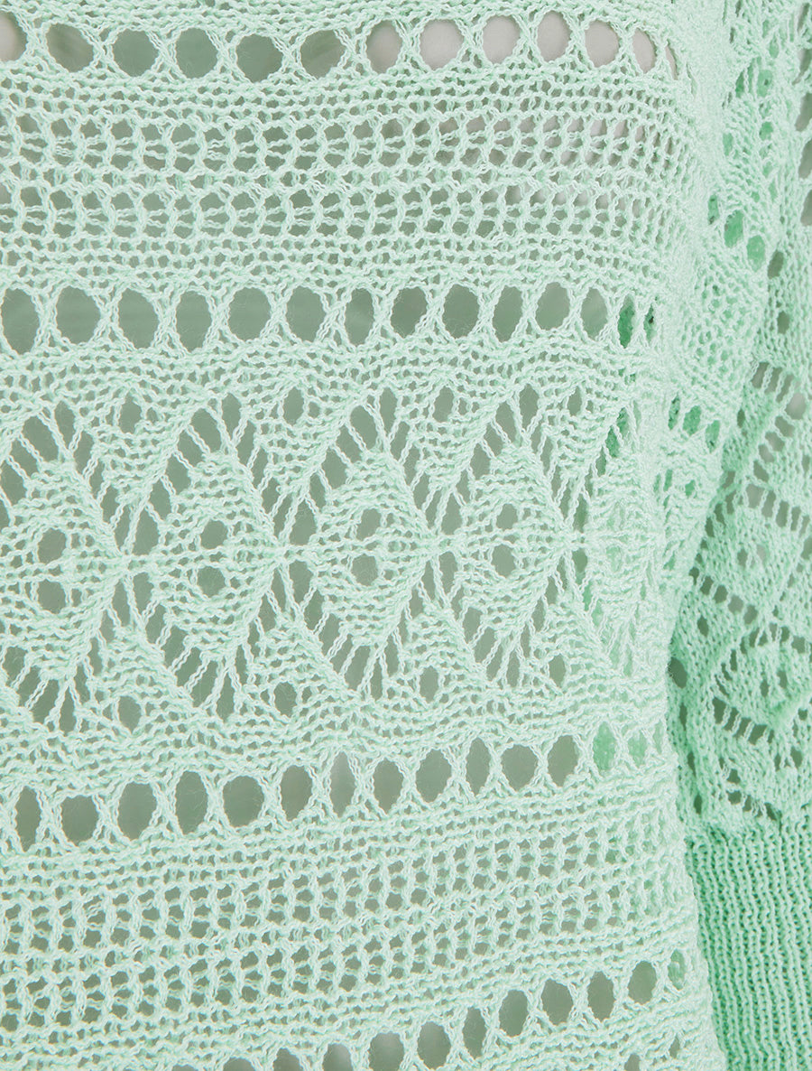 Top uni en maille ajourée - Vert d&