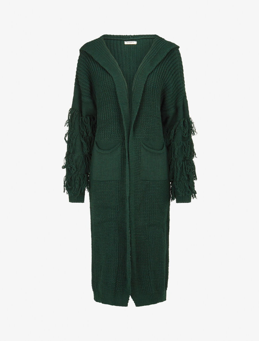 Gilet en maille à manches stylisées - Vert forêt - 1