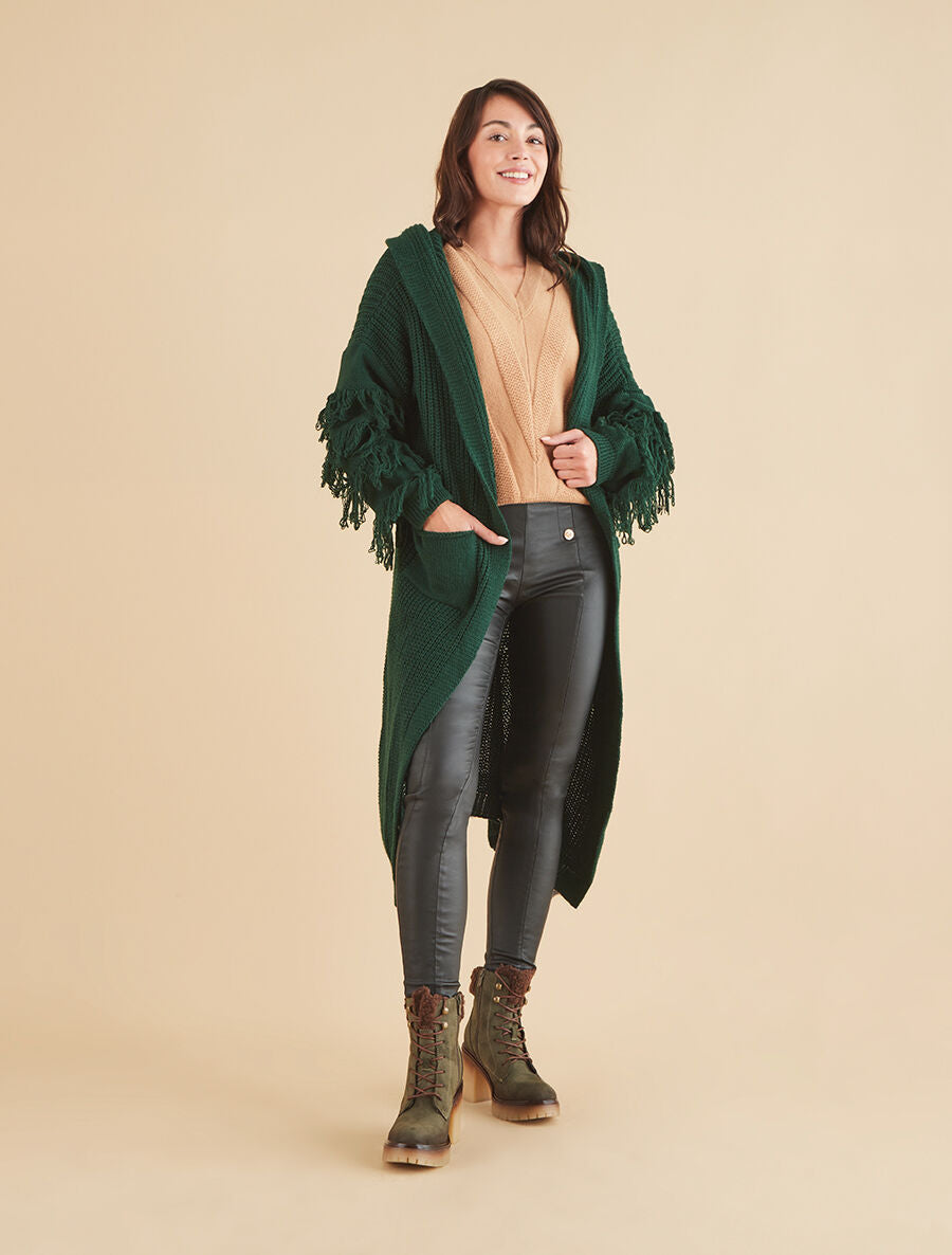 Gilet en maille à manches stylisées - Vert forêt - 4