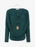 Pull fin à manches chauve-souris et col bénitier - Vert sapin - 1