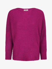 Pull dolman en grosse maille côtelée - Violine - 4