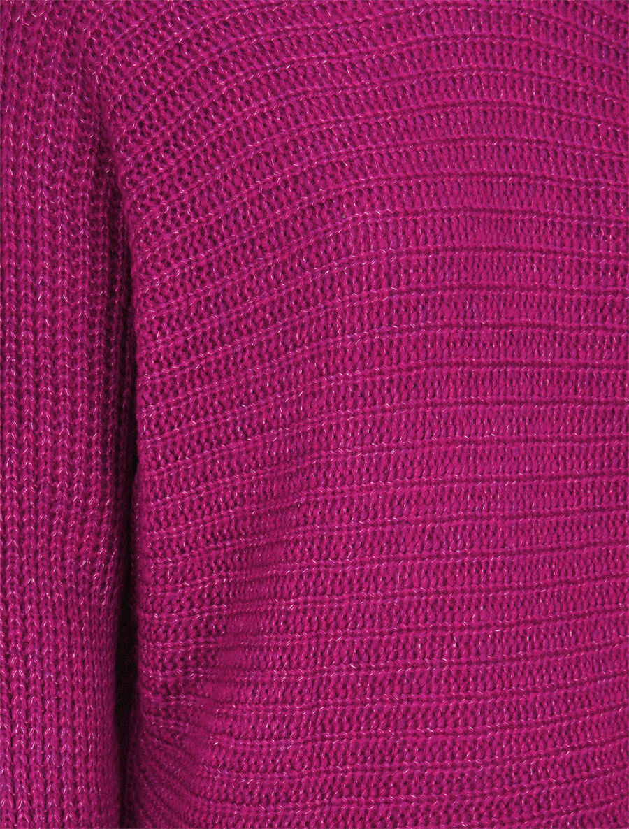 Pull dolman en grosse maille côtelée - Violine - 3