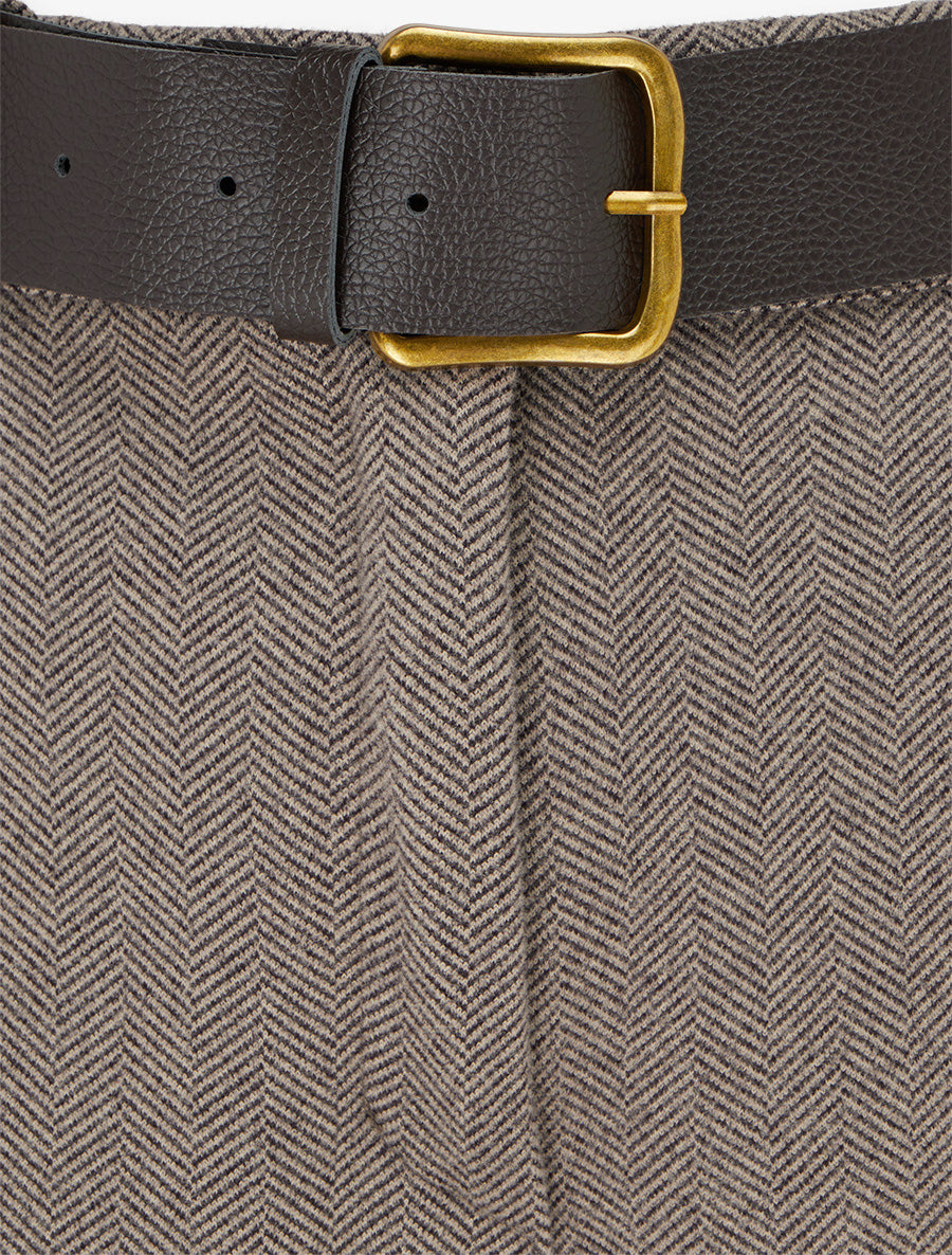 Pantalon ample en feutrine à taille haute - Taupe - 3