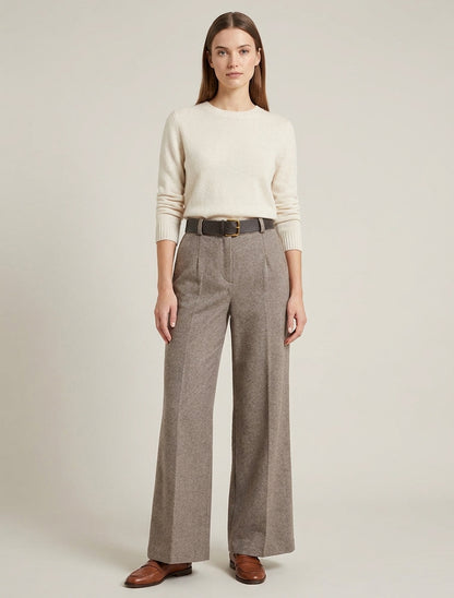 Weite Hose aus Filz mit hoher Taille - Maulwurf
