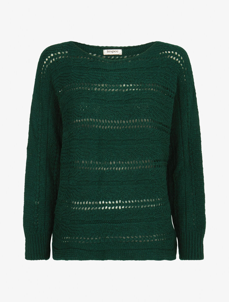 Pull dolman ajouré - Vert - 1