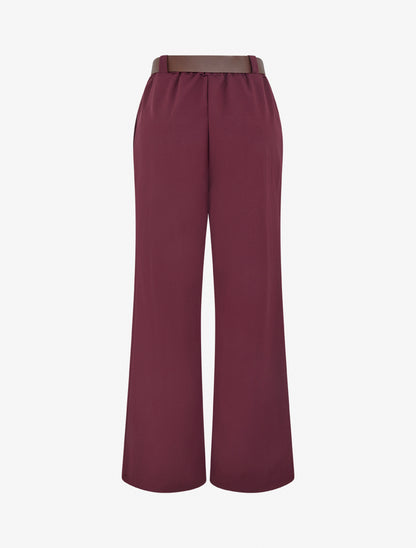 Pantalon élastiqué coupe ample - Lie de vin - 2