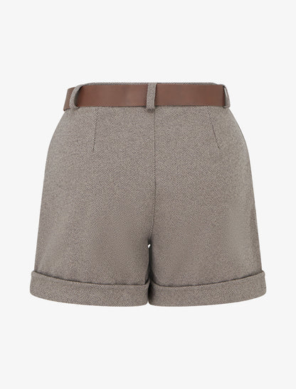 Short en feutrine à ceinture - Taupe - 2