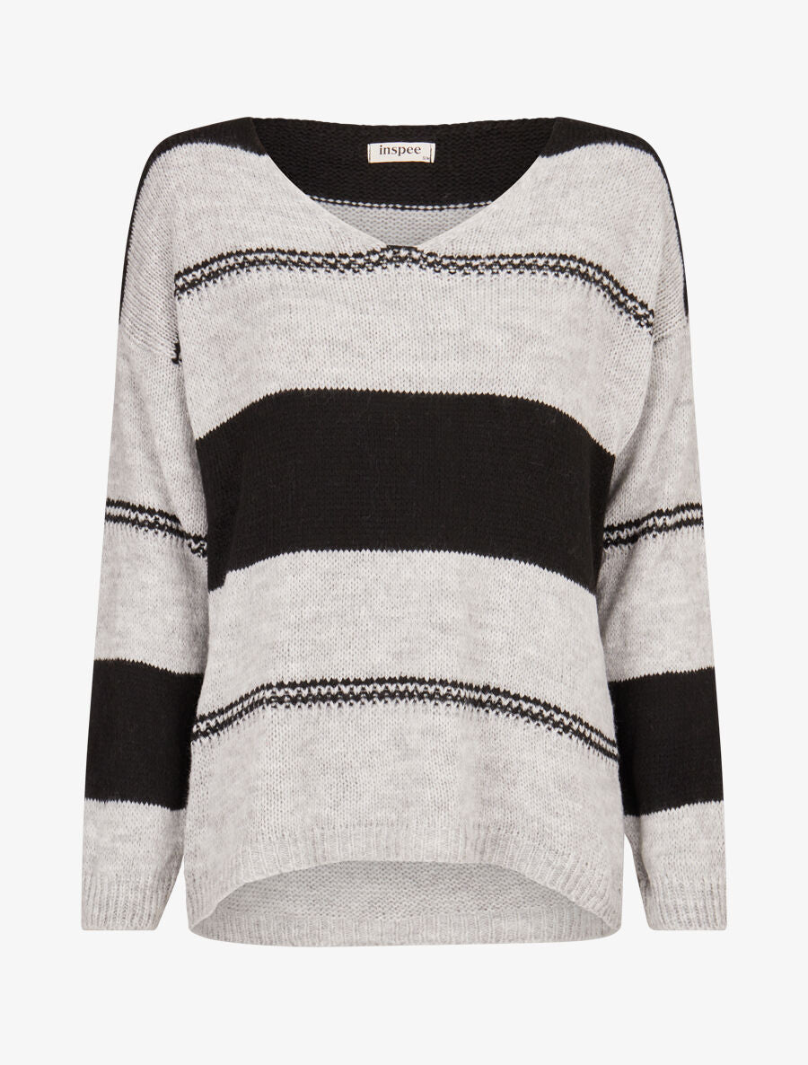 Pull basique bicolore - Noir - 1