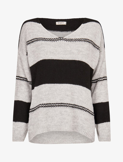 Pull basique bicolore - Noir - 1