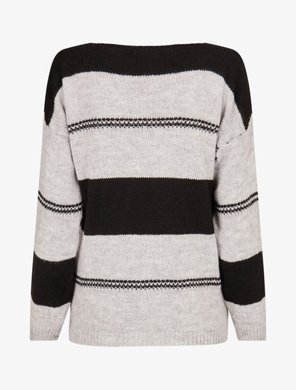 Pull basique bicolore - Noir - 2