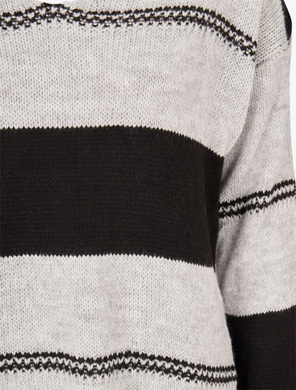 Pull basique bicolore - Noir - 3