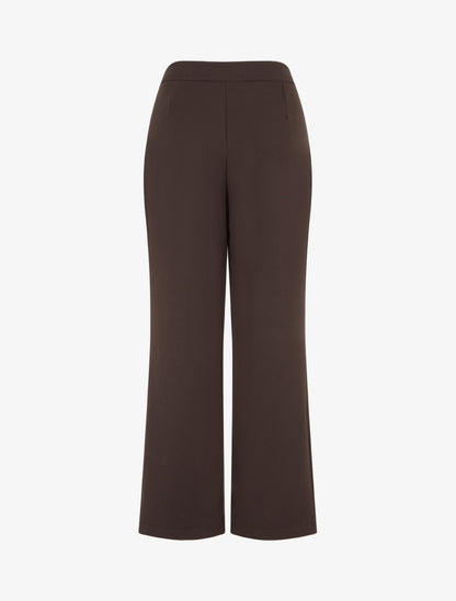 Pantalon uni à fermeture sur les côtés - Marron - 2