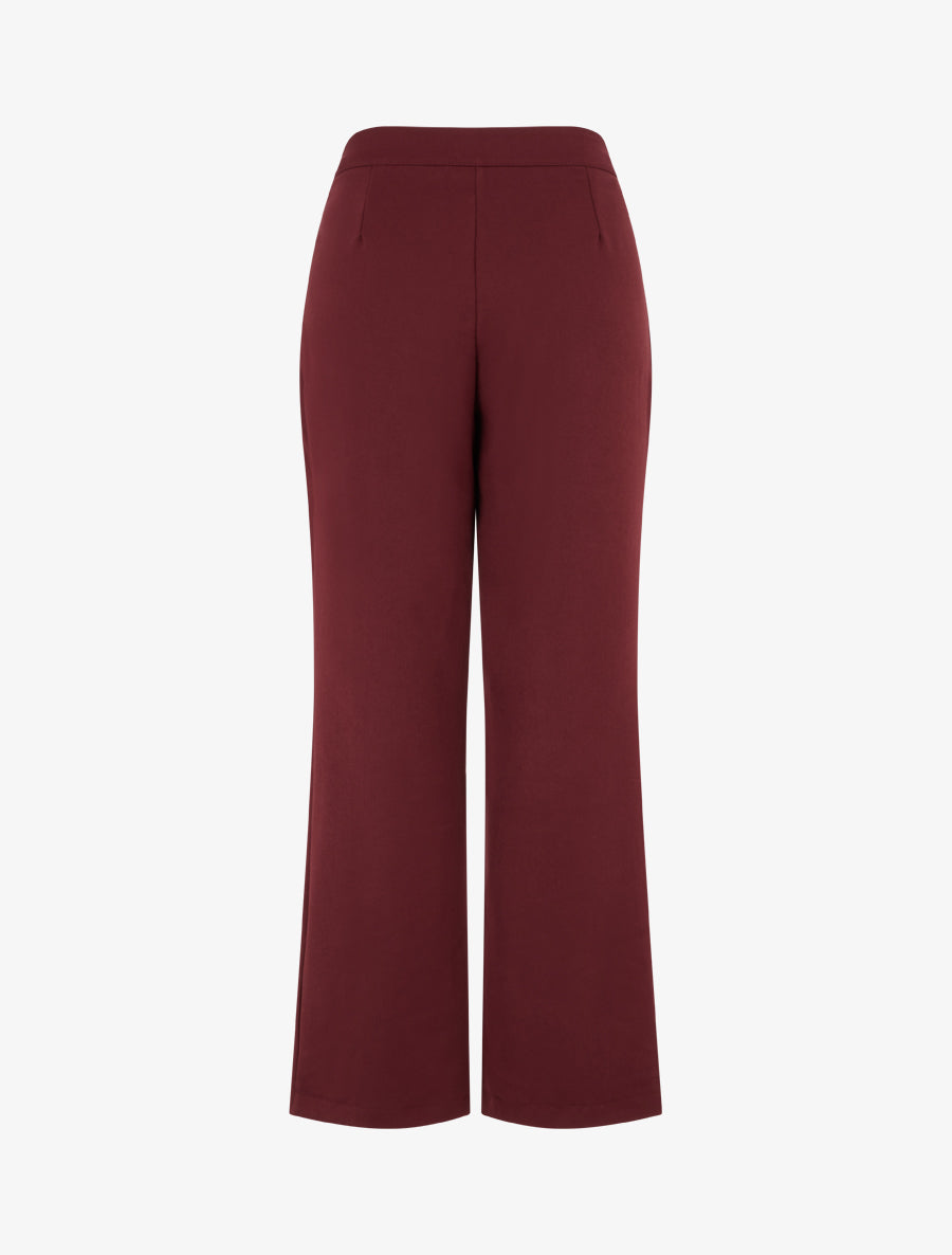Pantalon uni à fermeture sur les côtés - Bordeaux - 2