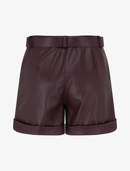 Short en simili à revers - Prune - 2