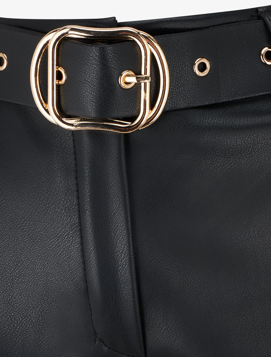 Short en simili à revers - Noir - 3