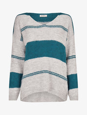 Pull basique bicolore - Bleu lagon - 1