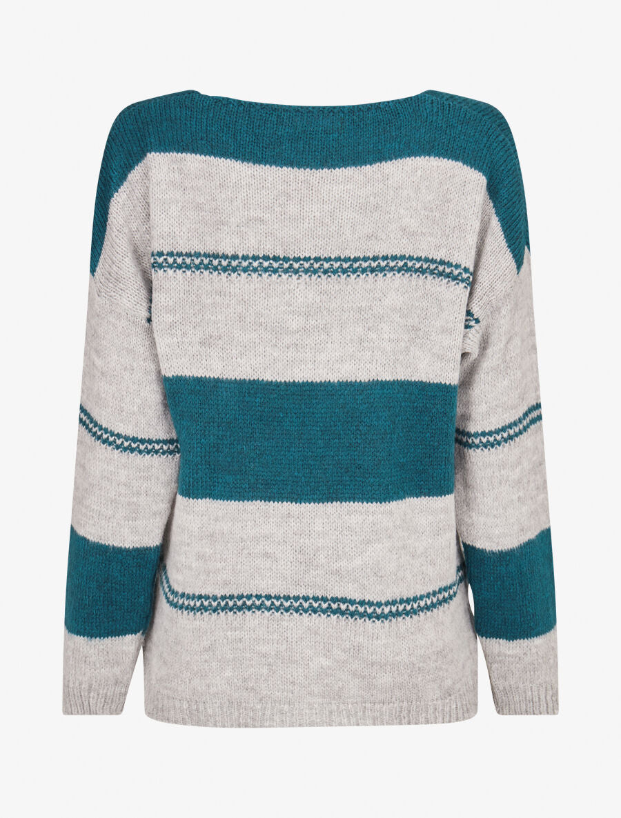 Pull basique bicolore - Bleu lagon - 2
