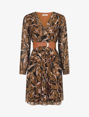 Robe légère en voile lamé imprimé abstrait - Marron - 4