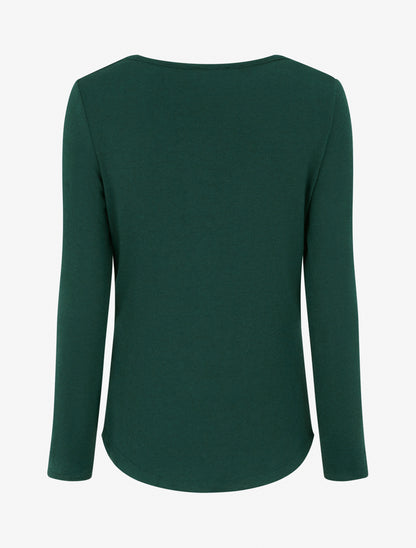 Pull fin à empiècement bijou - Vert sapin - 2