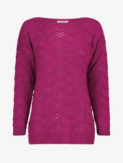 Pull à relief zig-zag et ajouré - Violine - 1