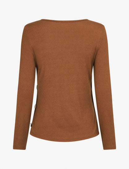 Pull fin à empiècement imprimé marguerites stylisées - Camel - 2