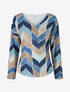 Pull fin imprimé chevron fantaisie - Marine - 1