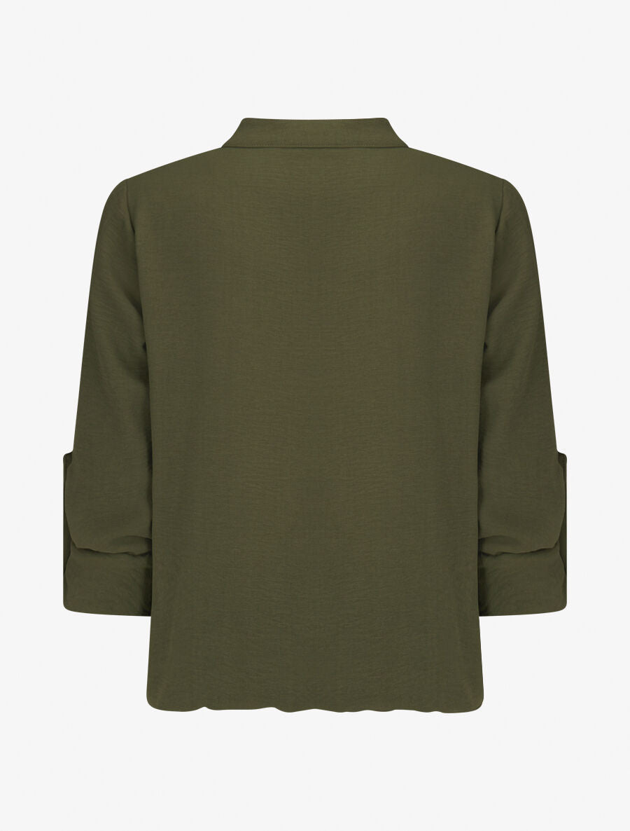 Blouse coupe boule à poiche poitrine - Kaki - 2