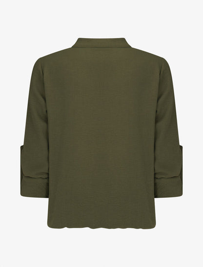 Blouse coupe boule à poiche poitrine - Kaki - 2
