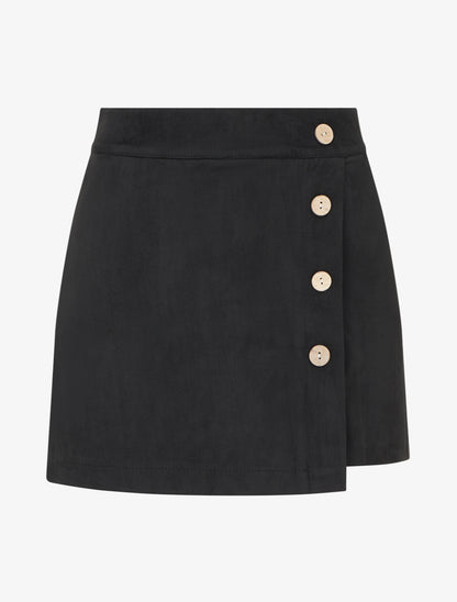 Jupe-short en suédine style portefeuille - Noir - 1