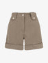 Short droit à ourlet et boutons décoratifs - Beige - 1