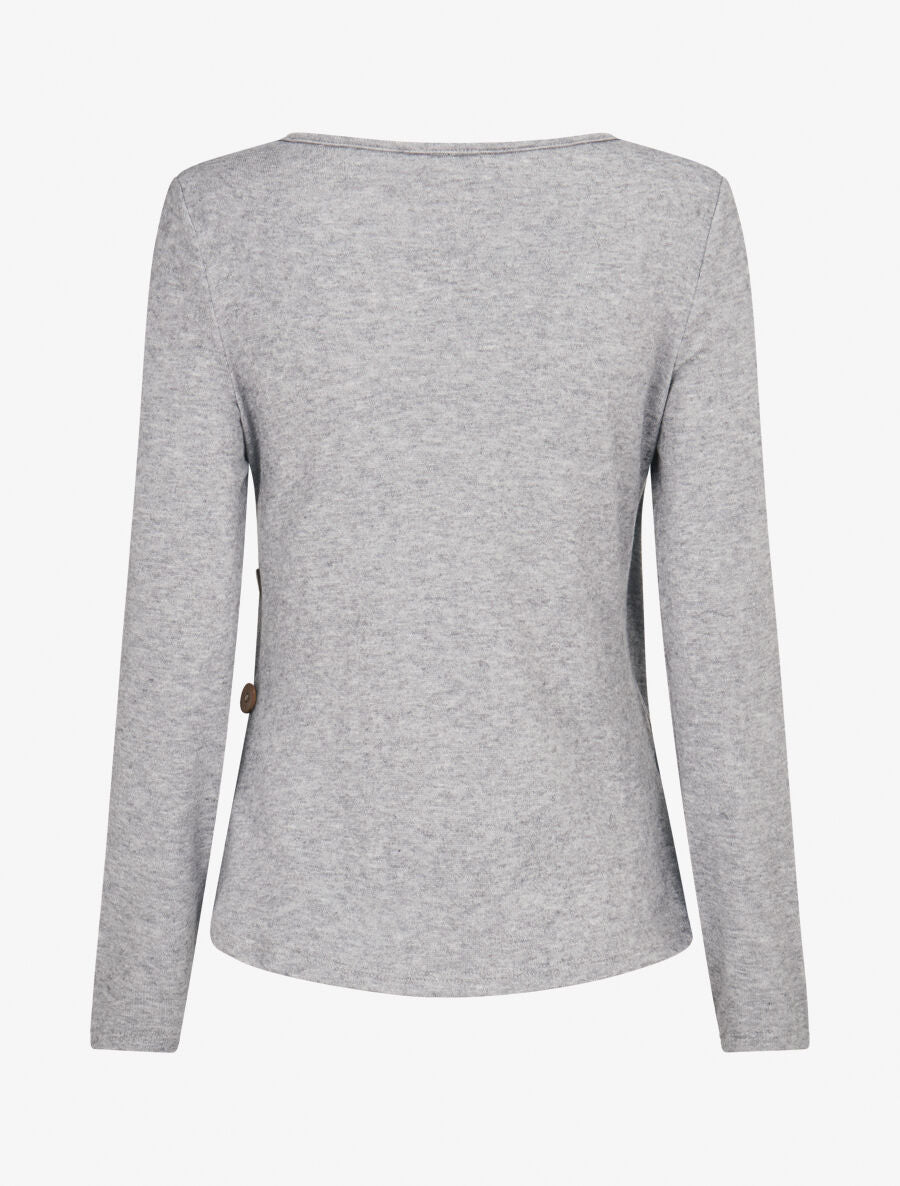 Pull fin à empiècement imprimé marguerites stylisées - Gris - 2
