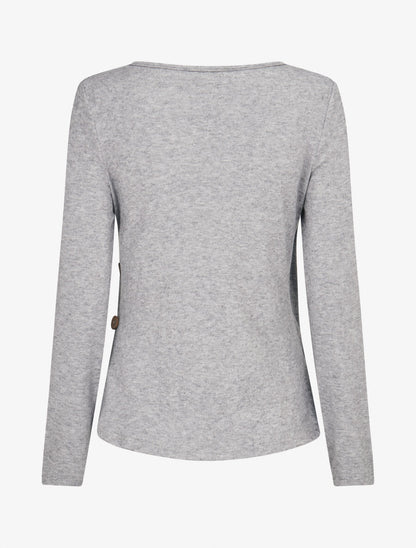 Pull fin à empiècement imprimé marguerites stylisées - Gris - 2