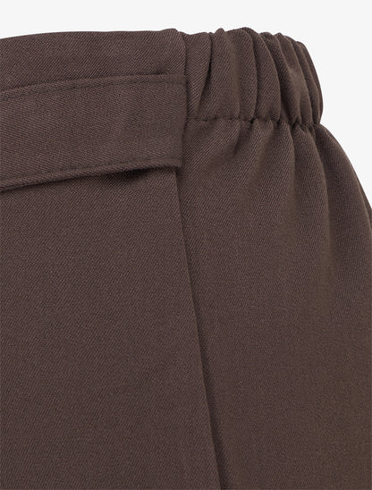 Pantalon ample taille haute à boutons décoratifs - Chocolat - 3