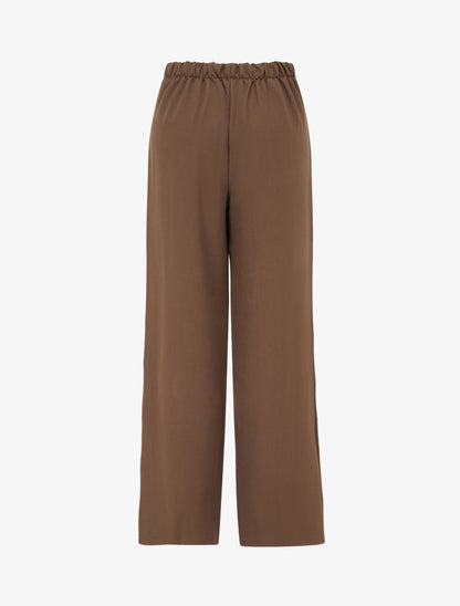 Pantalon ample taille haute à boutons décoratifs - Marron - 2