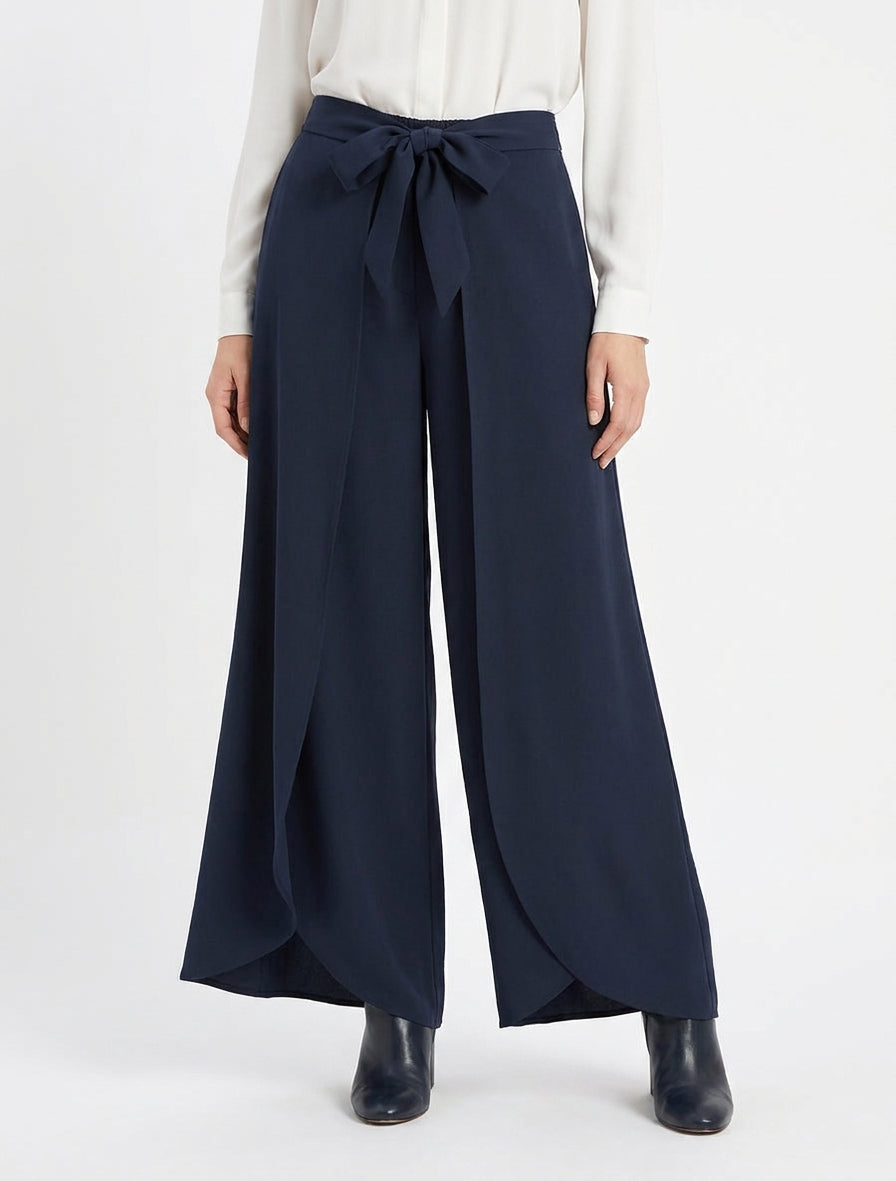 Hose mit hoher Taille und weitem Schnitt - Marine