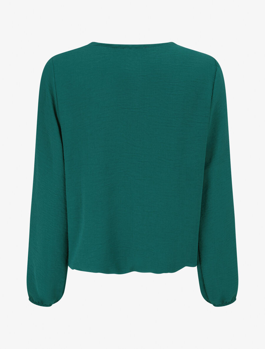 Top plissé à fleur en relief - Vert - 2