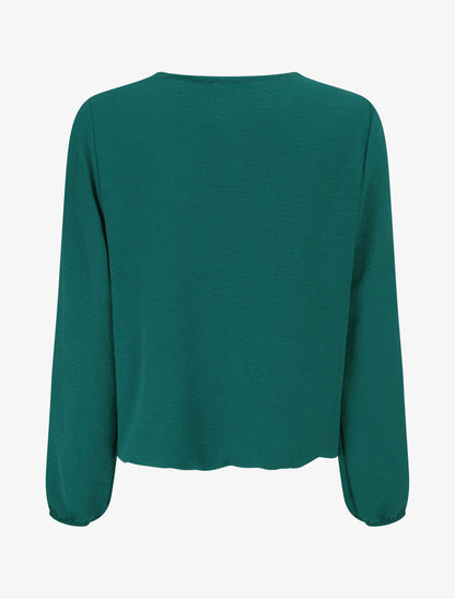 Top plissé à fleur en relief - Vert - 2