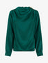 Top boule satiné à col bénitier et boutons - Vert sapin - 1